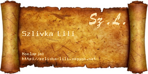 Szlivka Lili névjegykártya